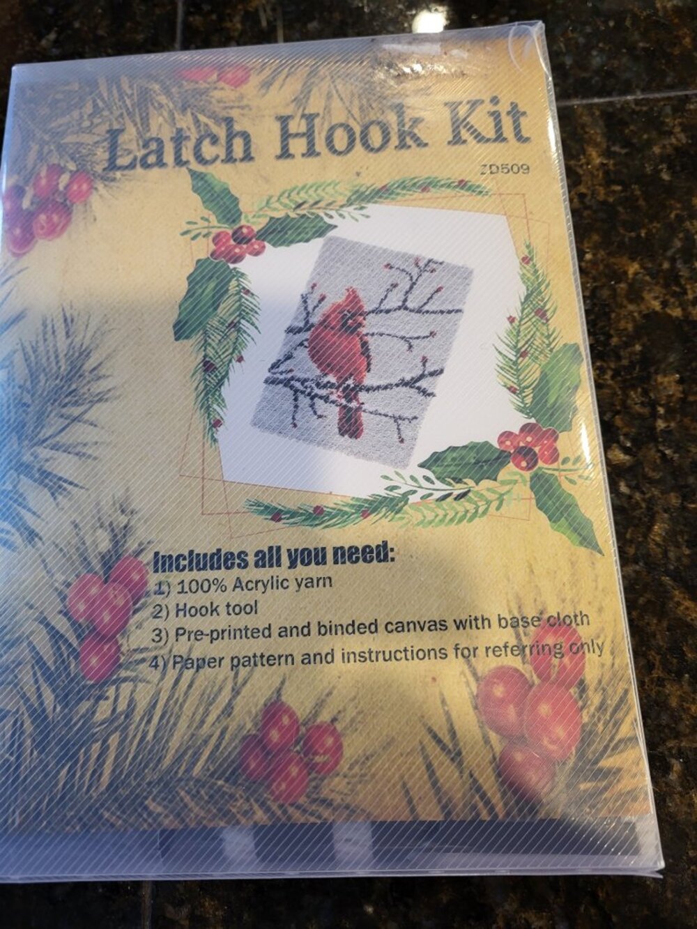NIB Red Cardinal Latch Hook Kit